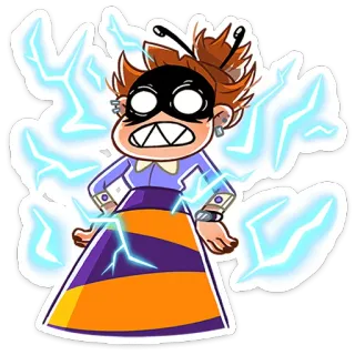 🐝 Cartone animato, Personaggio, Energia, Fulmine, Supereroe, Cattivo, Mascherato, Elettricità whatsapp sticker
