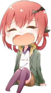 😢 I can do it! Аниме, Чиби, Милый, Плачущий, Демон, Девушка telegram sticker