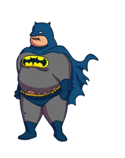 🌚 Batman Бэтмен, Супергерой, Комикс, Мультфильм, Смешной, Толстый, Пародия, DC Comics whatsapp sticker