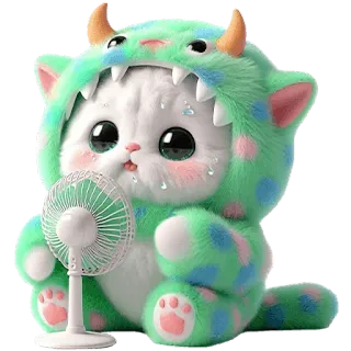 😔 猫, 可爱, 怪物, 粉丝, 汗, 卡哇伊, 动物, 毛茸茸 telegram sticker