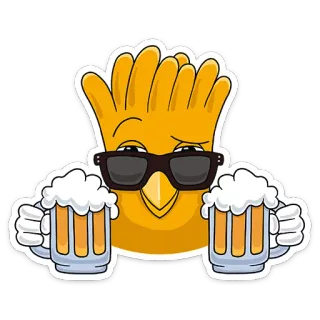🍺 Desenho animado, Luvas, Óculos de sol, Cerveja, Bebendo, Festa whatsapp sticker