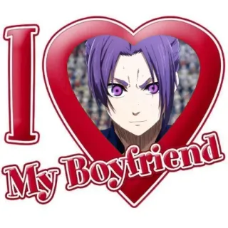 ❤ I <3 My Boyfriend cinta, pacar, hati, anime, rambut ungu, fan art telegram sticker