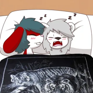 😴 slapen, dieren, cartoon, deken, tijger whatsapp sticker