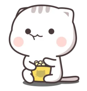 😕 cat, cute, sticker, animal, cartoon, kawaii, popcorn whatsapp sticker