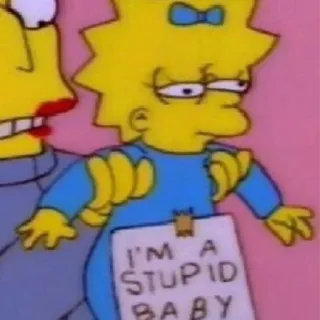 🤦‍♂️ Maggie Simpson The Simpsons I'M A STUPID BABY 심슨 가족, 매기 심슨, 만화, 아기, 웃긴, 바보 telegram sticker