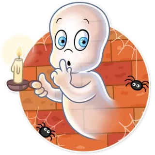 🤫 Casper fantasma, vela, aranhas, halloween, desenho animado, amigável, fofo telegram sticker