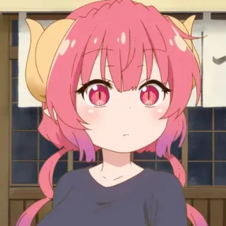 😶 Ilulu Miss Kobayashi's Dragon Maid Anime, Drache, Niedlich, Ilulu, Pinke Haare, Hörner telegram sticker