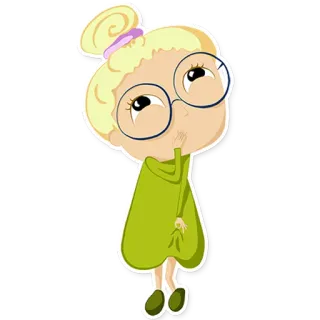 😋 kreskówka, dziewczyna, słodkie, okulary, blondynka, sukienka telegram sticker