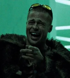 🤣 Tyler Durden Fight Club бойцовский клуб, брэд питт, тайлер дёрден, фильм, персонаж, смех, актер telegram sticker