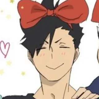 🥇 animé, dessin animé, souriant, noeud, cheveux, mignon whatsapp sticker