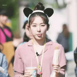 💘 woman, cute, panda ears, portrait, korean, girl, food, drink telegram sticker