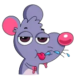 👎 muis, cartoon, personage, tong uitsteken, grappig, schattig, slaperig, duim omlaag telegram sticker