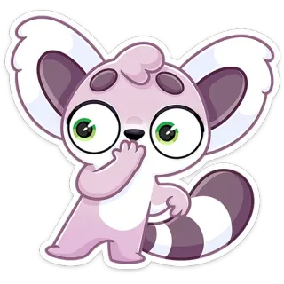 🫢 여우원숭이, 귀여운, 동물, 만화, 스티커, 포유류 telegram sticker