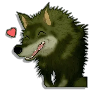 ❤️ волк, мультфильм, животное, милый, сердце, стикер telegram sticker