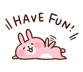 😃 HAVE FUN! 토끼, 귀여운, 재미있는, 동물, 분홍색 telegram sticker