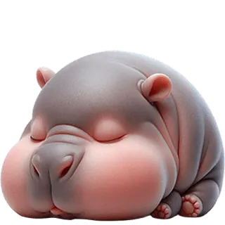 😴 ippopotamo, dormire, carino, animale, cartone animato, illustrazione whatsapp sticker