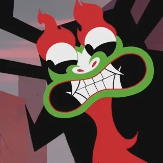 😬 Aku Samurai Jack cartone animato, cattivo, Aku, Samurai Jack, faccia buffa, malvagio, animazione whatsapp sticker