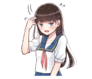 😥 anime, girl, school uniform, confused, kawaii whatsapp sticker
