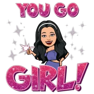 🤩 YOU GO GIRL! lấp lánh, phụ nữ, cố lên, ăn mừng, thành công, khích lệ telegram sticker