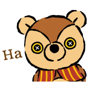 😐 Ha urso, desenho animado, cachecol, fofo, animal, rá whatsapp sticker