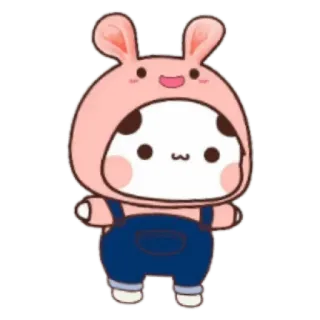 😀 Hase, Cartoon, Tier, Süß, Kawaii, Panda, Kostüm telegram sticker