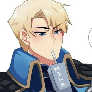 😮 MILK leche, anime, bebiendo, dibujos animados, pelo rubio telegram sticker