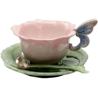 ☕️ filiżanka, herbata, kubek, kwiat, spodek, łyżeczka, ceramika telegram sticker