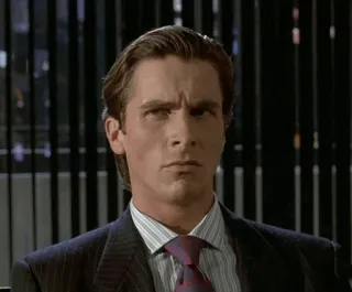 😒 Patrick Bateman American Psycho Patrick Bateman, American Psycho, Christian Bale, Film, Charakter, Anzug, Serienmörder telegram sticker