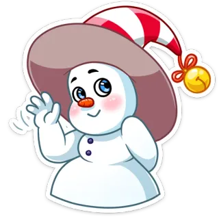 👋 muñeco de nieve, invierno, dibujos animados, lindo, sombrero, nieve, navidad whatsapp sticker