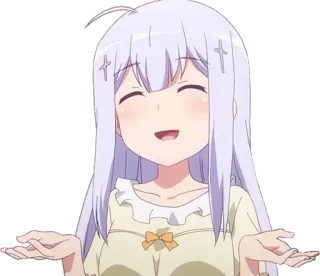 👐 Gabriel White Tenma Gabriel DropOut anime, girl, cute, smile, shrug, Gabriel DropOut, character telegram sticker