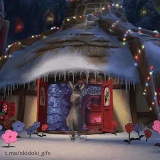 😀 Donkey Shrek t.me/okidoki_gifs Esel, animiert, Shrek, lustig, Weihnachten, Cartoon telegram sticker