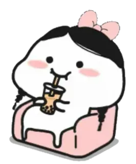 🍢 漫画, 可愛い, 飲み物, 女の子, かわいい, タピオカミルクティー telegram sticker