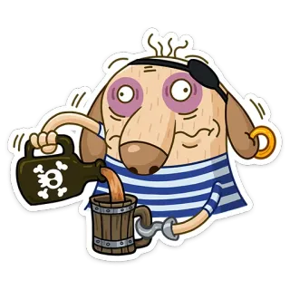 ☕️ 해적, 개, 만화, 알코올, 해골, 해적 개 whatsapp sticker