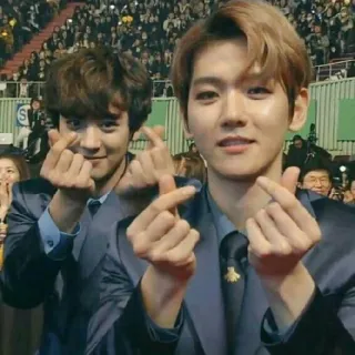 💕 k-pop, cœur avec les doigts, exo, chanyeol, baekhyun, asiatique telegram sticker