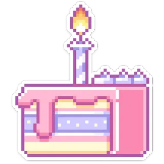 🎂 Kuchen, Geburtstag, Pixel Art, Dessert, Süß, Kerze telegram sticker