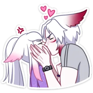 😘 Anime, Baiser, Romance, Amour, Couple, Dessin animé, Renard, Furry whatsapp sticker