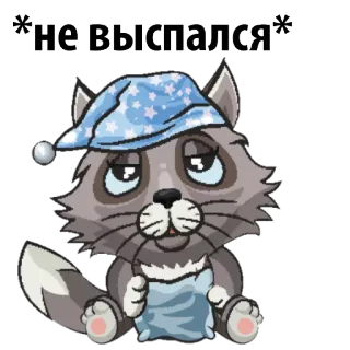 😪 не выспался 猫, 睡眠, 眠い, 枕, ナイトキャップ, 眠い telegram sticker