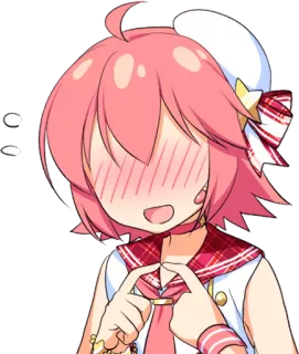 😚 Anime, Kawaii, Schattig, Blozen, Roze haar, Verlegen telegram sticker