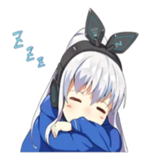 😴 ZZZZ Anime Mädchen, Schlafend, Süß, Kawaii, Kopfhörer, zzz, Chibi whatsapp sticker