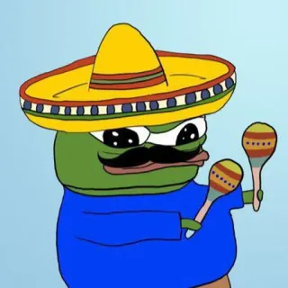 😄 Pepe the Frog Pepe Żaba, Meksykański, Sombrero, Marakasy, Kreskówka, Meme telegram sticker