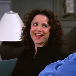 😜 Elaine Benes Seinfeld Elaine Benes, Seinfeld, Julia Louis-Dreyfus, televisión, personaje, comedia telegram sticker