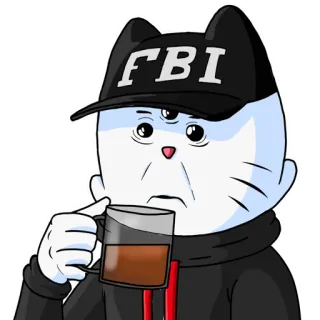 😵 FBI FBI, cat, agency, hat, meme, funny, cartoon telegram sticker