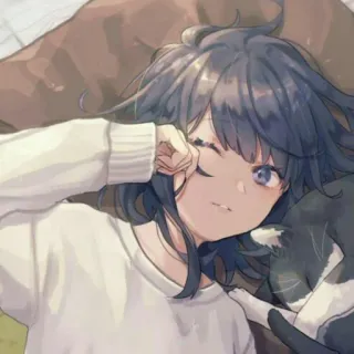 😴 สาวอนิเมะ, แมว, น่ารัก, ขยิบตา, คาวาอิ, นอน telegram sticker