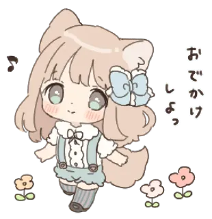 ❄️ おでかけ mono, kawaii, anime, dibujos animados, personaje, floral telegram sticker