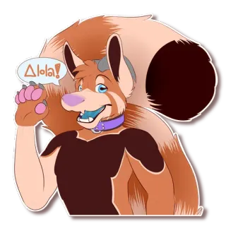 👋 ALOLA! Фурри, Антропоморфный, Животное, Мультфильм, Приветствие, Алола whatsapp sticker