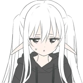 😮‍💨 Anime, Cartone animato, Elfo, Ragazza, Carino, Triste telegram sticker