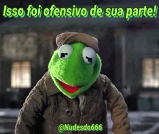 😐 Kermit Isso foi ofensivo de sua parte! meme, Kermit, offensive, puppet, internet meme telegram sticker