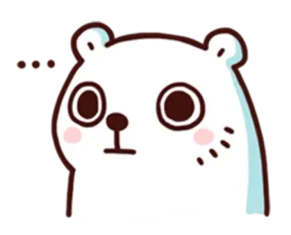 😐 urso, fofo, animal, desenho animado, branco, expressão whatsapp sticker