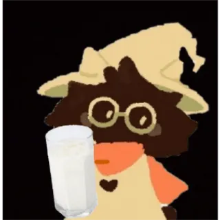 🥛 Ralsei Deltarune cabra, mago, sombrero, vaso, bebida telegram sticker