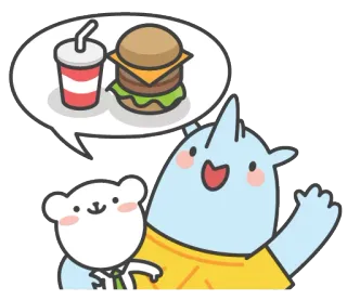 🍔 hambúrguer, desenho animado, comida, bebida, fofo, animais telegram sticker
